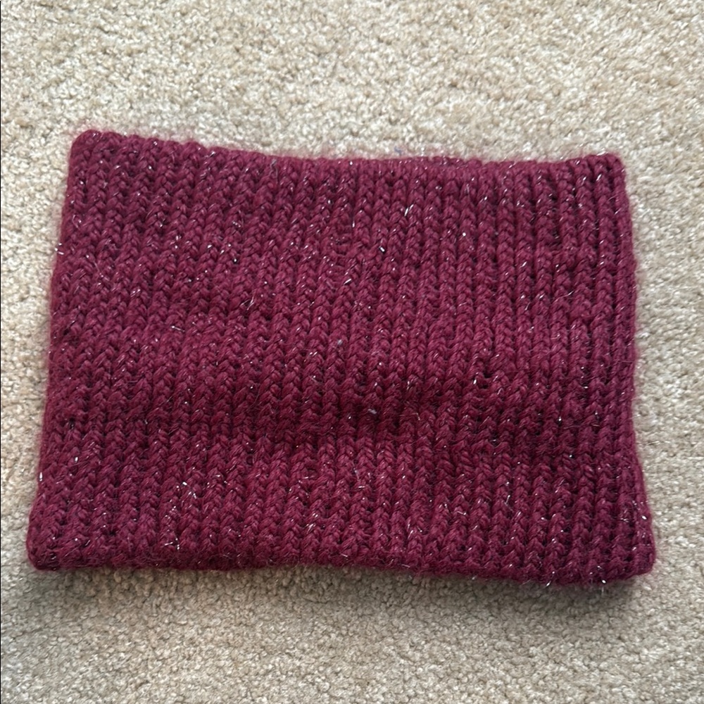 Alpaca Fur Burgundy Knit Scarf with Sparkle